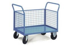 China Two Handles 3 Mesh Sides Food Store Trolley For Industrial Warehouse supplier