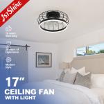1stshine LED Modern Design Black Flush Mount Ceiling Fan with Remote Control Switch for sale