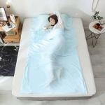 Silk Material Rectangular Sleeping Bag Liner Portable With Pillow Pocket for sale
