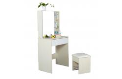 China Particle Board Bedroom Makeup Vanity Set White With Mirror / Hidden Cabinet supplier