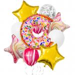 Cartoon Doughnut Pentagram Aluminum Foil Balloons for Birthday Party Decoration for sale