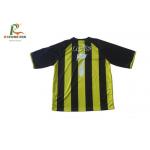 Uniform Jersey V Neck Black And Yellow Striped T Shirt Polyester / Spandex