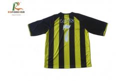 China Uniform Jersey V Neck Black And Yellow Striped T Shirt Polyester / Spandex supplier