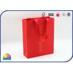 Gold Stamping Logo Paper Gift Bag Bright Red Color For Holiday Gifts Packaging for sale
