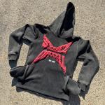 Custom Heavyweight Raw Hem Cut Edge Hoodies Puff Print Logo Acid Wash Sun Faded Vintage Hoodies Cut and Sew Oversized Streetwear for sale