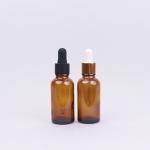 Essence Oil Refillable Amber Glass Dropper Bottle 60ml With Aluminum Closure for sale
