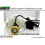 10000Lux Corded LED Miners Cap Lamp , Waterproof Coal Miner Hard Hat Light IP68 for sale