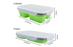 China 3 Compartment Lunch Containers 350mL 650mL Silicone Foldable Lunch Box supplier