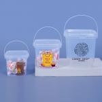 Capacity 280ml 500ml 1L 2L Food Grade Square Small Clear White Plastic Bucket BPA Free for sale