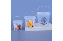 China Customrized Logo 280ml 500ml 1L 2L Clear Thicken Square Plastic Buckets With Lids supplier