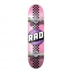 YOBANG OEM RAD Wheels Checker Stripe Pink / Black Complete Skateboard - 7.75 x 31.25 for sale