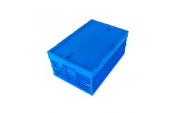 China Attached lids Plastic Collapsible Crates 600*400*265 mm Solid Bottom Mesh Body supplier