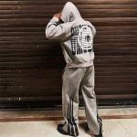 Tracksuits Men Zipper Rhinestone Acid Wash Vintage Hoodie Stripe Design Track Sweatpants and Hoodie Set Custom Screen Print Logo for sale