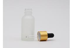 China 50ml Frosted Clear Oil Bottle Essential Oil Glass Bottles With Matte Gold Dropper supplier