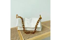 China Zippered Small Underarm Bag 32cm 18cm White Leather Crossbody Bag supplier