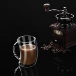 Espresso Double Wall Glass Cup Safe To Touch With Handle Unique Design