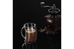 China Espresso Double Wall Glass Cup Safe To Touch With Handle Unique Design supplier