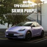 K071 TPU Glitter Diamond Vinyl Car Wrap Silver Purple Colored PPF for sale