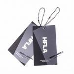 Deboss Paperboard Personalized Clothing Tags Elastic String SGS for sale