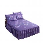 Modern Floral Plant Printed Woven 100% Cotton Bed Cover Fitted Skirt Sheets 3pcs Bedding Bedspread Sets for sale
