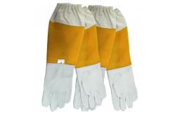 China L - XL White Sheepskin Beekeeping Gloves With Yellow Soft Ventilated Sleeve supplier