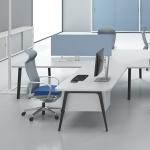 Grey And Blue Home Office Chair Modern Sleek Design With Fixed Headrest