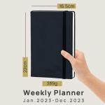 Medium Black Softcover 2023 Weekly Planner With Daily Schedule