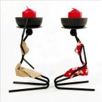Banquet Party Snack Dish Tableware Stand Iron Candlestick African Woman Decoration Candle Holders for sale