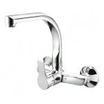 2 Hole Chrome Kitchen Mixer Faucet Wall Installation Single Lever Swivel Sink Tap for sale