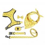 Personalized Pet Harness Set Yellow Color Bowknot Decoration for sale