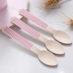 160mm Dinner Cake Pink Wooden Cutlery Utensils For Celebration for sale