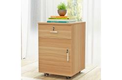 China 3 Drawer Rolling Pedestal File Cabinet Wood Lockable With Aluminum Alloy Handle supplier