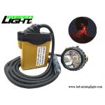 3W Coal Miners Headlamp , 25000lux 10.4Ah Miners Cap Lamp Cable Rear Warning Light for sale