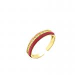 18k Couple Rings Gold Plated Micro Pave Cubic Zirconia Enamel Engagement Ring