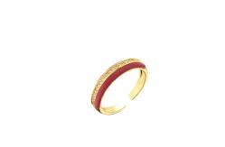 China 18k Couple Rings Gold Plated Micro Pave Cubic Zirconia Enamel Engagement Ring supplier