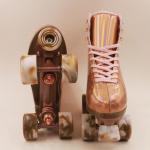 Marble Wheels Quad Roller Skates For Women PU Leather Shiny Pattern