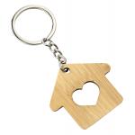Natural Wooden House Keychain Ring Metal Pendant Bag Gift for sale