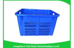 China Health Blue Plastic Food Crates Big Capacity Easy Stacking Long Service Life supplier