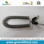 Double loops Wire Reinforced Plastic Spiral Lanyard Transparent Black Anti-theft Retainer