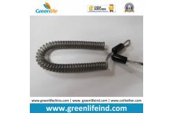 China Double loops Wire Reinforced Plastic Spiral Lanyard Transparent Black Anti-theft Retainer supplier