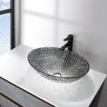 Chromed Bathroom Wash Basin Bowl Above Counter Oval Silver Modern Crystal for sale