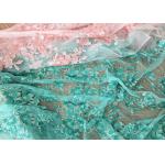 Rich Beaded Flower Net Fabric With Sequins , Bridal Lace Fabric By The Yard