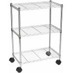 Three Tier Home Wire Shelving Storage Unit With Wheels Standard Sizes for sale