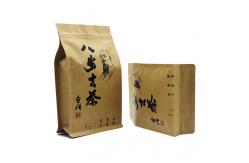 China Stand Up Kraft Paper ziplockk Bags Resealable Flat Bottom Coffee Bag supplier