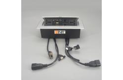 China Square Silver Desk Pop Up Sockets Zinc Alloy With Power Outlet 265*130mm supplier