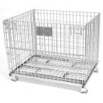 Big Collapsible Wire Container With Castors , U Shape Foot Stackable Metal Baskets for sale