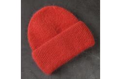 China 58cm Real Rabbit Fur Knitted Hat Solid Warm Cashmere Wool Skullies Beanies supplier