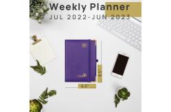 China Weekly Planner 2023-2023 Purple With Hourly Schedule And Monthly Tabs supplier
