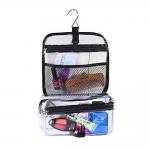 3 Zipper Compartments Clear PVC Travel Cosmetic Bags for sale