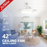 Standard Wind LED Ceiling Fan with Retractable PC Blades and Air Conditioning Function for sale